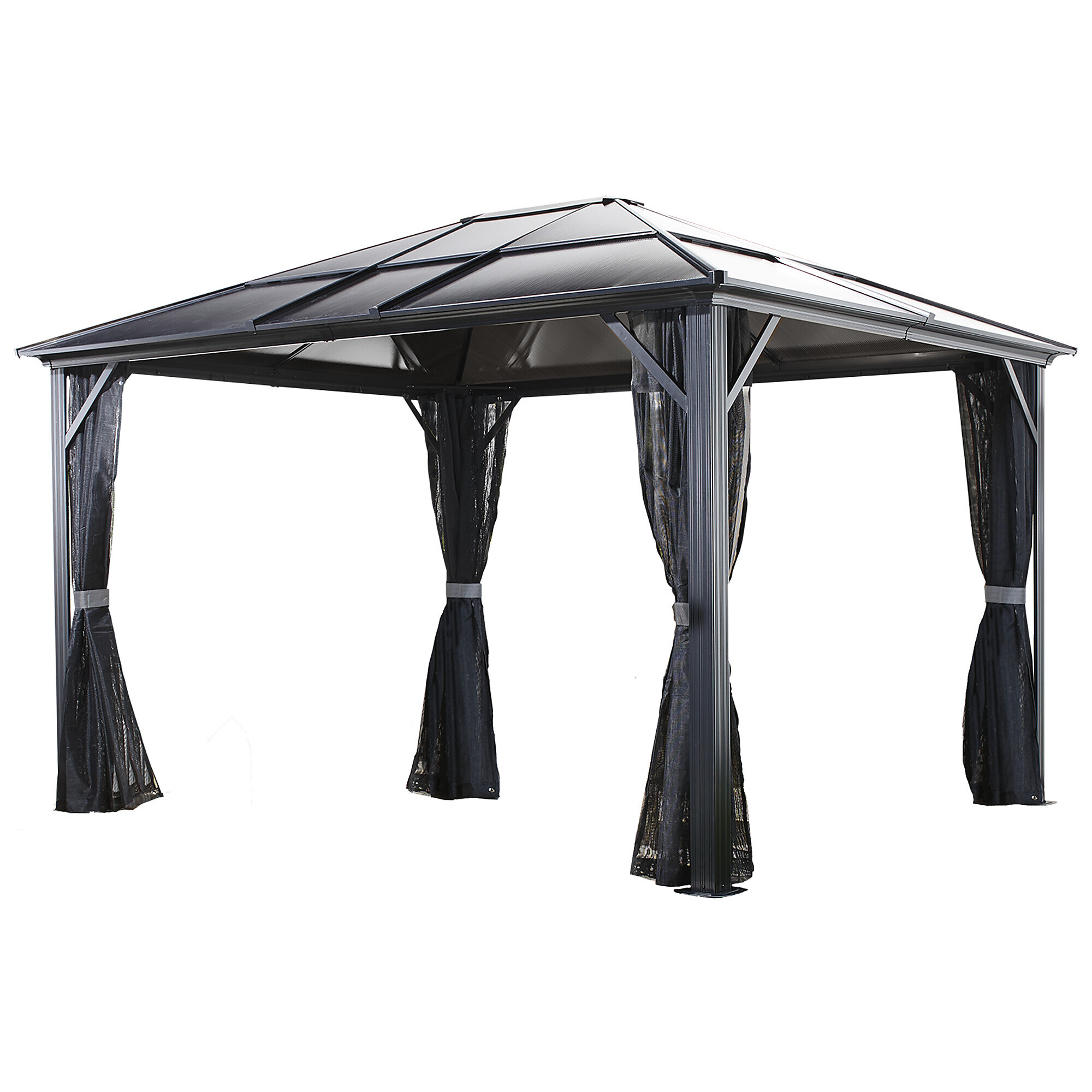 ShelterLogic Sojag Meridien Gazebo - 10ft. x 12ft., Aluminum Frame, Polycarbonate Roof, Gray, Model# 500-9168396